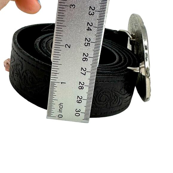 Linea Pelle Tooled Leather Belt with Eagle Belt Buckle - Picture 8 of 8